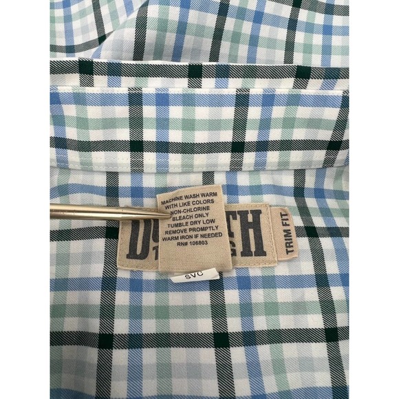 Duluth Trading Co. Large Trim Fit Blue Check Long Sleeve Button Up 100% Cotton - Picture 8 of 8